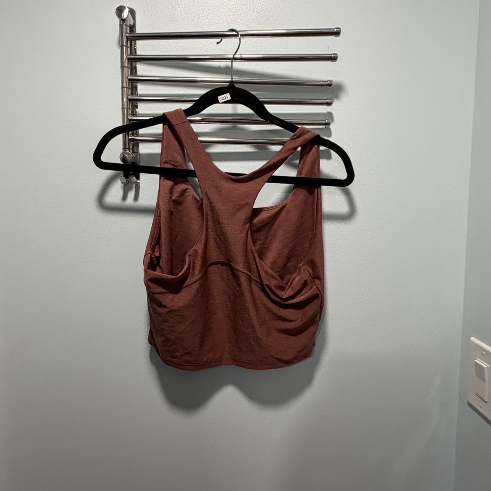 Old Navy Active Tank Top Brown Heather Large Cloud+ Cropped Yoga Athleisure - Picture 3 of 4